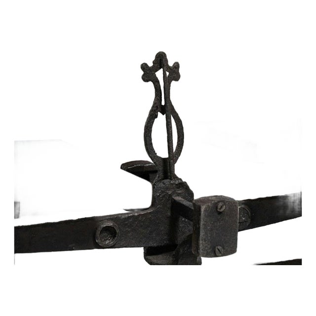 Circa 1900 French Black Cast Iron and White Marble Balance Scale With Scrolled Column For Sale