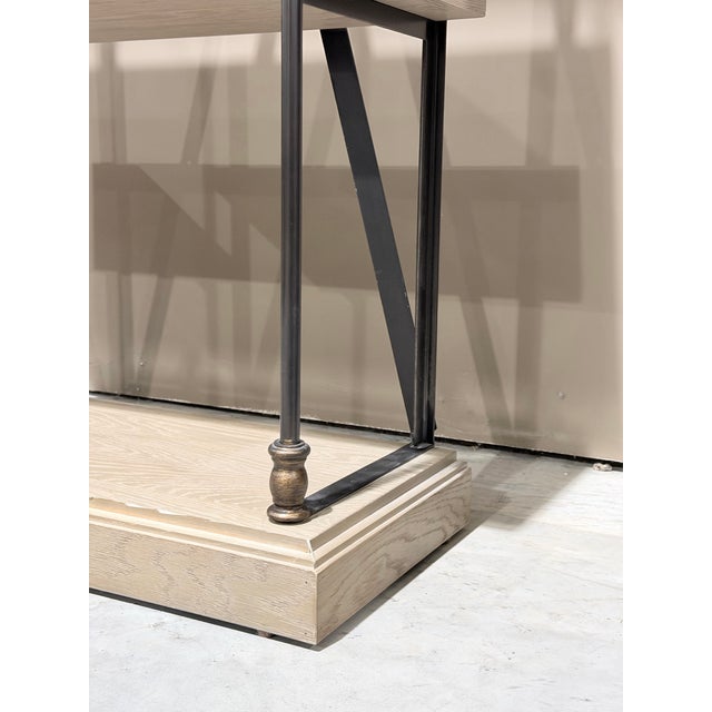 Beige Pair of Restoration Hardware French Library Oak & Iron Open Shelving Étagères For Sale - Image 8 of 8