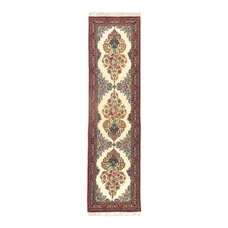 Fine Handmade Isfahan Silk and Wool Runner Rug For Sale