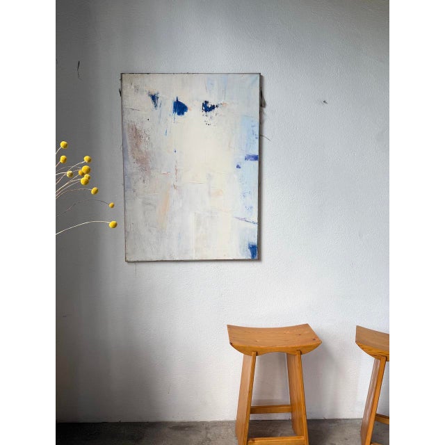 Abstract White Canvas, Oil Painting, 20th Century For Sale - Image 4 of 18