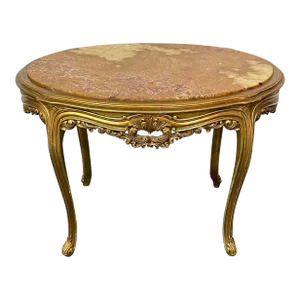 Louis Xv Style French Center, End Table, Giltwood, Marble Top, Accent Table