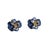 1970s Vintage 14k Yellow Gold Pansy Flower Stud Earrings With Blue Enamel and Diamonds, A Pair For Sale - Image 5 of 9