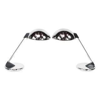 Pair of Chrome Cantilever Desk Lamps with Domed Shade, circa 1960s For Sale