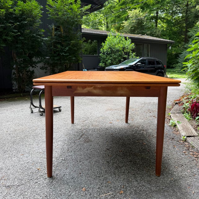 Mid-Century Modern Danish Draw-Leaf Teak Dining Table For Sale - Image 10 of 12
