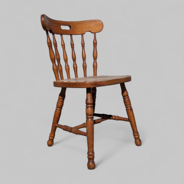Vintage Ethan Allen Oak Spindle-Back Side Chair For Sale In Los Angeles - Image 6 of 10