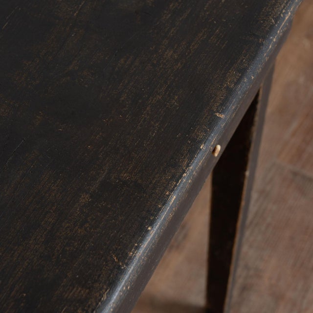 Wood Late 19th Century Swedish Black Painted Pine Two-Drawer Table For Sale - Image 7 of 15