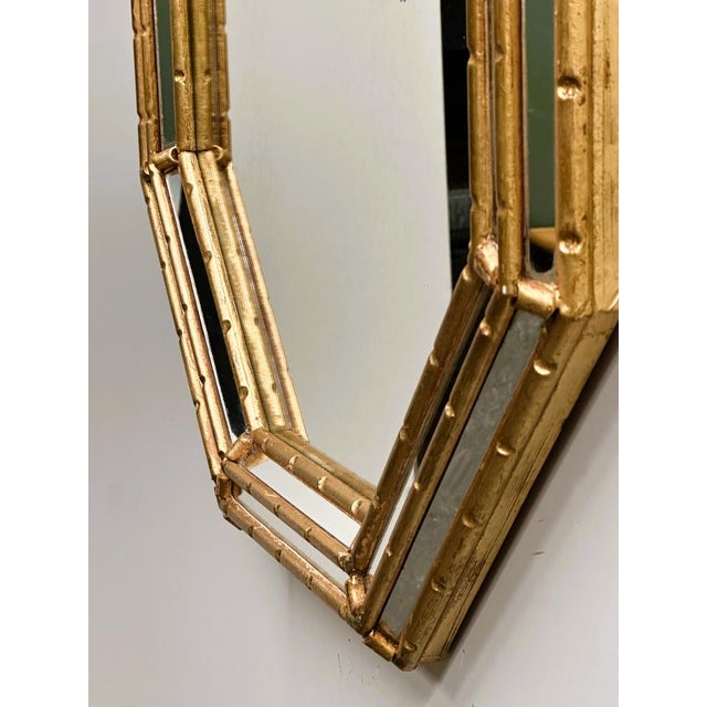 Vintage Faux Bamboo Gilt Mirror, 1980s. For Sale - Image 5 of 11