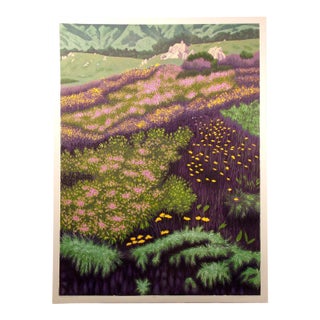 Gordon Mortensen "Beach Flowers" Signed Numbered Woodcut Art Print, For Sale