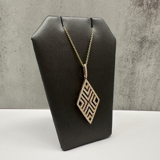 Modern Designer Effy Diamond Geometric Pendant Necklace 14kt Gold 0.62ctw NWT For Sale - Image 3 of 6