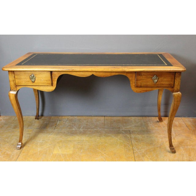 Louis XV Leather Walnut Desk, 1800s For Sale - Image 6 of 13