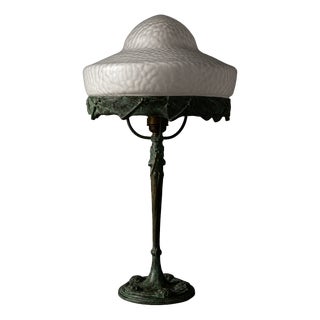 Model 6530 Table Lamp with Crocodile Glass Shade by Alice Nordin for Böhlmarks, 1890s For Sale