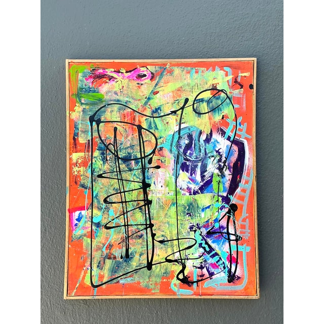 Vintage Aboriginal Abstract Oil on Canvas For Sale - Image 4 of 12