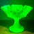 Fenton Art Glass Company 1970s Fenton Uranium Glass Daisies on Custard Round Pedestal Compote For Sale - Image 4 of 12