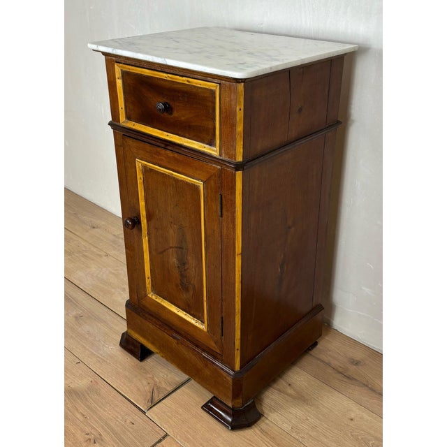 Pair of Spanish Wooden Nightstands with Marble Top, 1930s For Sale - Image 11 of 14
