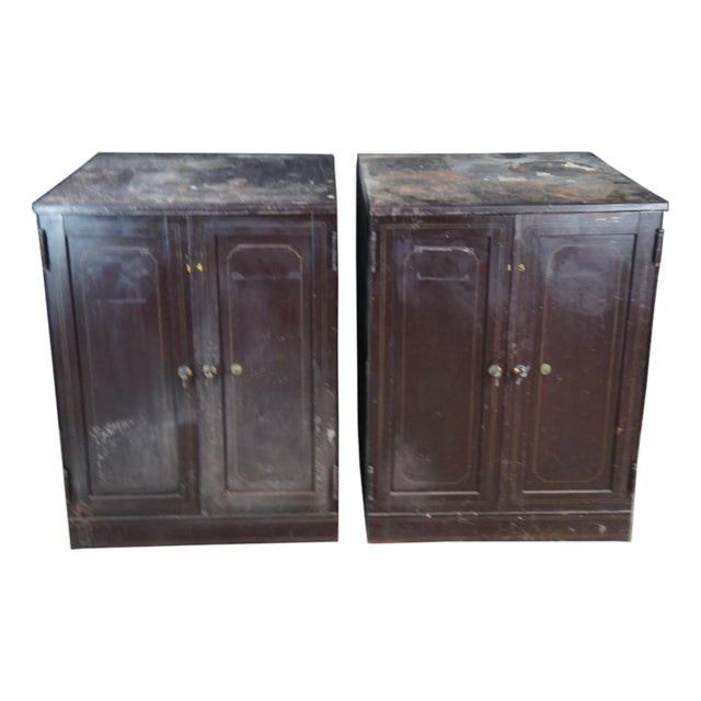 Antique NCR National Cash Register Industrial Iron Steel Safe Cabinets For Sale