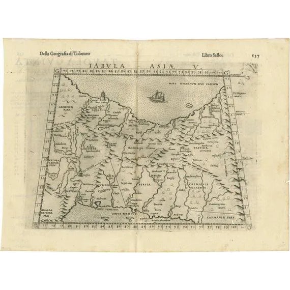 Ptolemaic Map of the Region Between the Middle East Gulf and Caspian Sea, 1598 For Sale