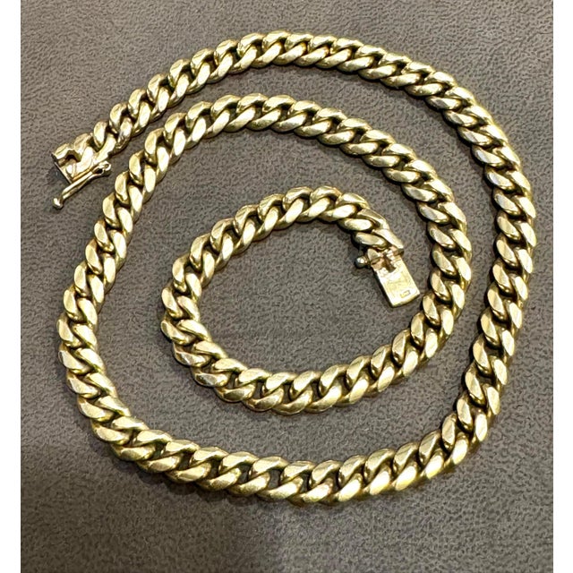 Early 21st Century Vintage 14 Karat Yellow Gold 96.7 Gm Miami Cuban Link Italian Chain Unisex, 20" For Sale - Image 5 of 18