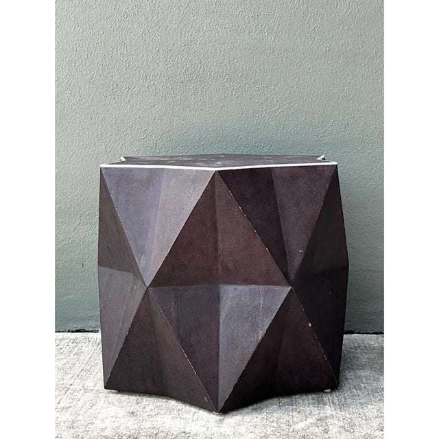 Vintage Faceted Shagreen Accent Table For Sale - Image 9 of 12