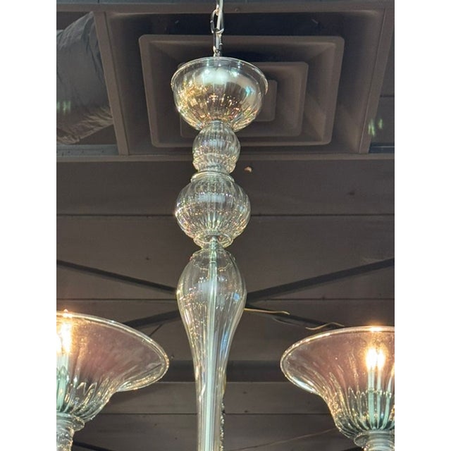 Murano Fontana Green 8-Light Chandelier For Sale - Image 4 of 5