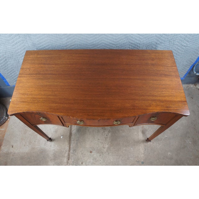 Late 19th Century Late 19th Century Antique George III Flame Mahogany Serpentine Buffet Sideboard Chest Writing Desk For Sale - Image 5 of 12