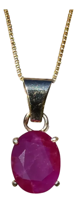The Wallis: Ladies 14K Yellow Gold Ruby Necklace