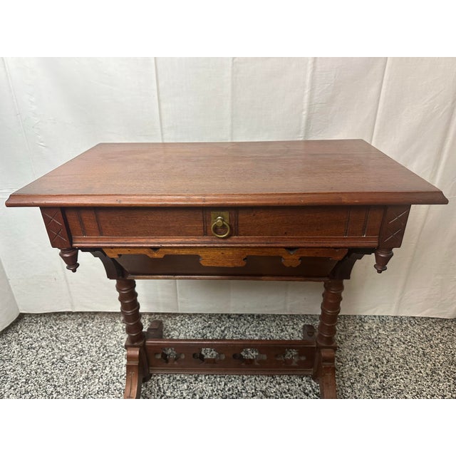 Brown Victorian Eastlake Sewing Table 1870’s For Sale - Image 8 of 11