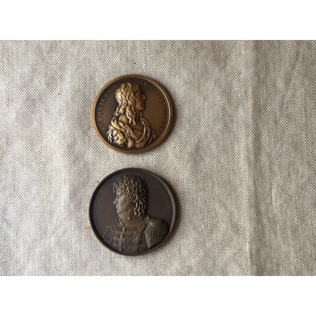 Got everything. Here it is: ✦ TITLE: Pair of Antique French Bronze Portrait Medallions of Louis XIII, Early & Mid 19th...