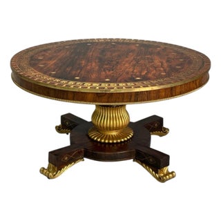 Neoclassical, Rosewood, Brass Inlay, Monumental Center Table, 19th C. For Sale