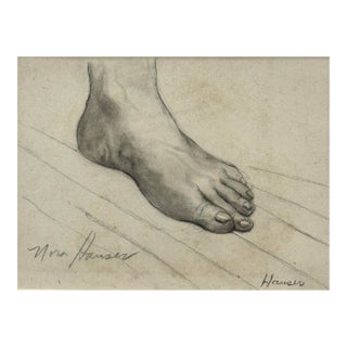 Vintage Modernist Sketch of a Foot by Nora Hauser, Signed For Sale