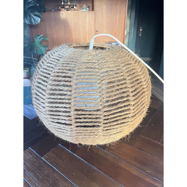 Vintage Danish Sisal Pendant Light, 1970s, in Flawless conditions. Designed 1970 to 1979 Up to 250V (Europe/UK...