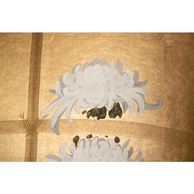 1970s "Tit and Chrysanthemums", 1970s Shōwa Era Japanese Byobu Screen For Sale - Image 5 of 18