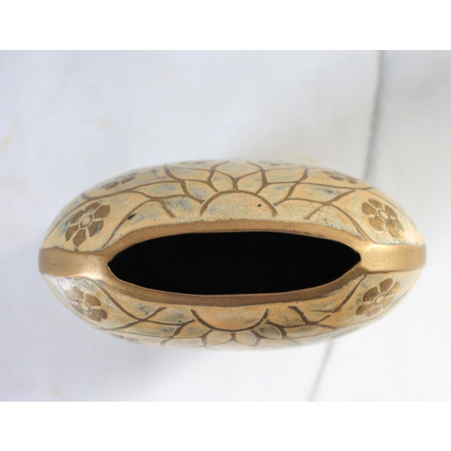 Vintage brass cloisonne bud vase with floral motif by Century. Made in India. Makers mark on bottom. Minor age wear.