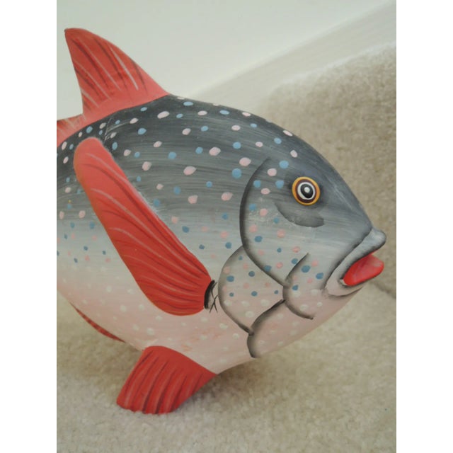 1980s Wooden Fish Hand Painted Whimsical Island Art For Sale - Image 5 of 12
