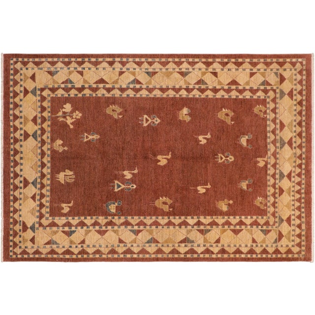 1980s Boho Chic Gabbeh Brown/Beige Wool Rug - 7'8" X 9'11" For Sale - Image 9 of 10