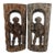 Pair of Mid-Century European Hand-Carved Wood Watchman Figural Relief Panels, Brown For Sale
