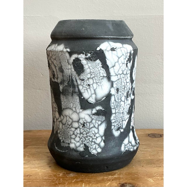 Vintage Original Raku Fired Pottery Vase For Sale In West Palm - Image 6 of 12