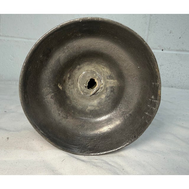 Rare Antique 17th Century English Renaissance Turned Pewter Stem Chalice Mug For Sale - Image 11 of 12