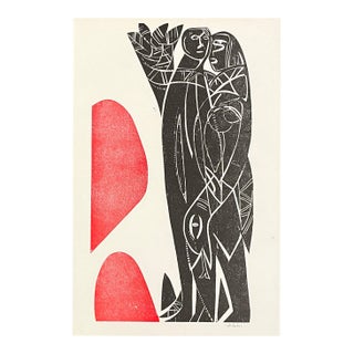 1960s Grieshaber Paar Woodblock Print For Sale