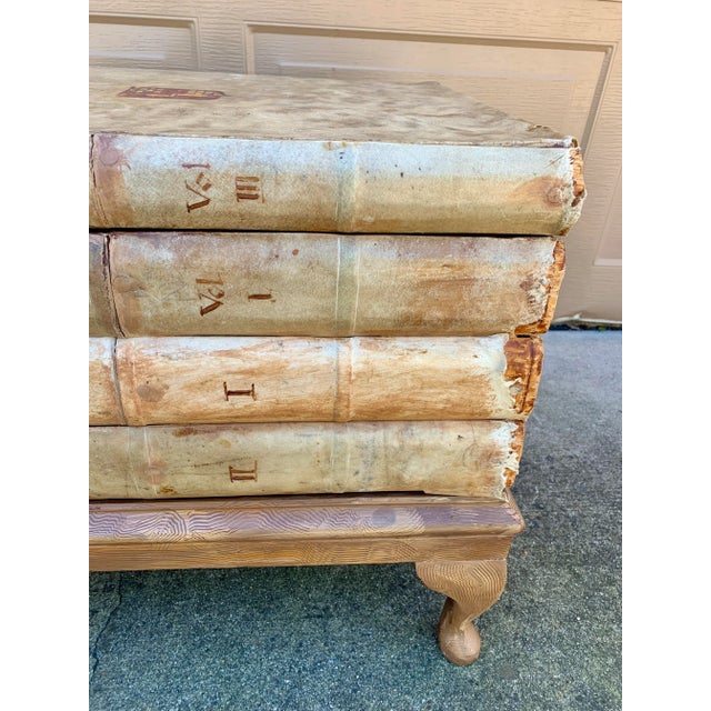 Vintage Trompe L’Oeil Faux Book Stack Storage Side Table For Sale - Image 9 of 13