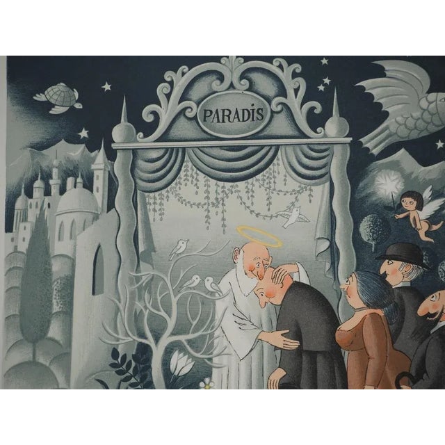 Raymond Peynet, Entrance to Paradise, Original Signed Lithograph For Sale - Image 5 of 6