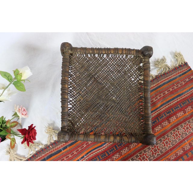 19th Century Low Cedar Stool, Nuristan, 1890s For Sale - Image 13 of 16