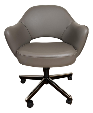 Authentic 2019 Knoll Eero Saarinen Executive Swivel-Tilt Desk Chair in Cadet Grey Volo Leather