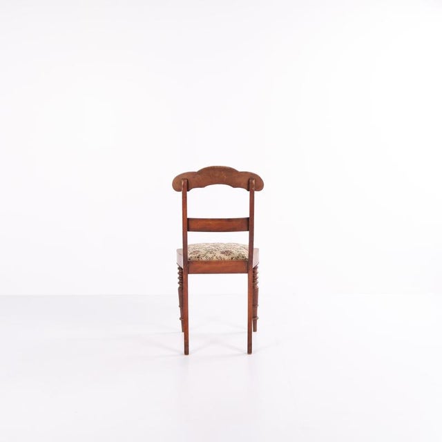 Late Empire Hall Chair in Mahogany and Floral Fabric, 19th Century For Sale - Image 4 of 11