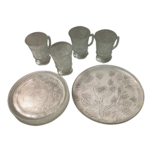 1970s Tiara Ponderosa Pine Assortment Glass Dishes- 9 Pieces