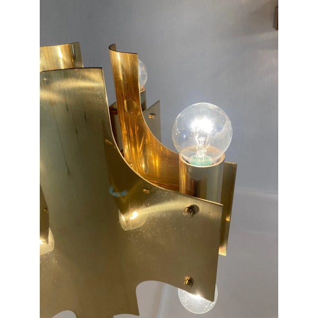 Vintage Italian Brass Pendant by Gaetano Sciolari, 1970 For Sale - Image 11 of 15