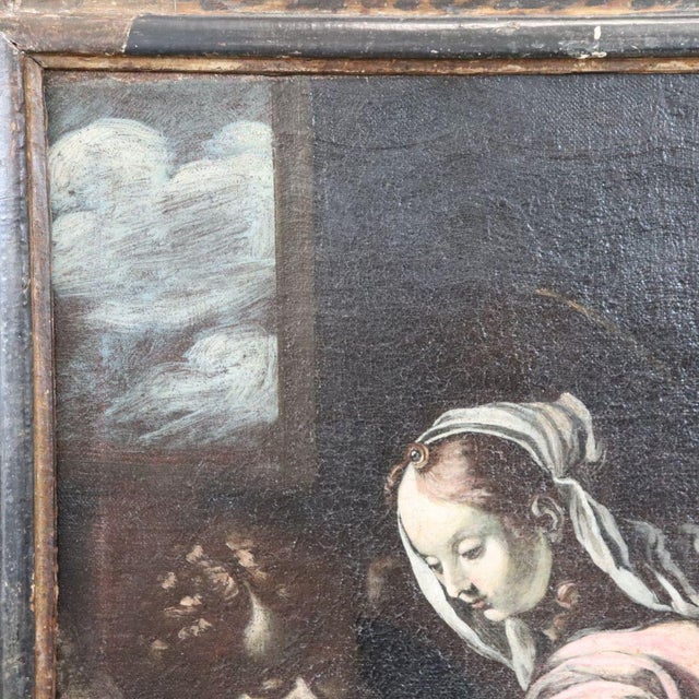 Madonna with Child and Angel, 17th Century, Oil Painting on Canvas, Framed For Sale - Image 13 of 18