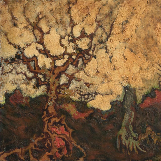 Expressionism Dramatic Tree Landscape, Vintage Original Expressionist Oil Painting, 1970s For Sale - Image 3 of 8