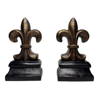 Vintage French Fleur De Lis Table Top Sculpture/Bookends, a Pair For Sale