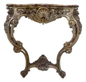 19th Century Italian Rococo Style Giltwood Console Table With Rosso Verona Marble Top