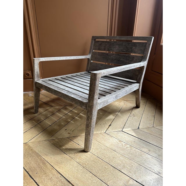 Teak Garden Lounge Chair with Cushions from Restoration Hardware, 2010s For Sale - Image 4 of 11